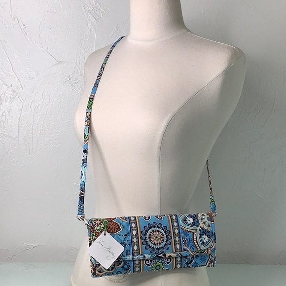 Vera Bradley Bali Blue Sleek wallet crossbody Clutch purse NWT - Picture 12 of 16